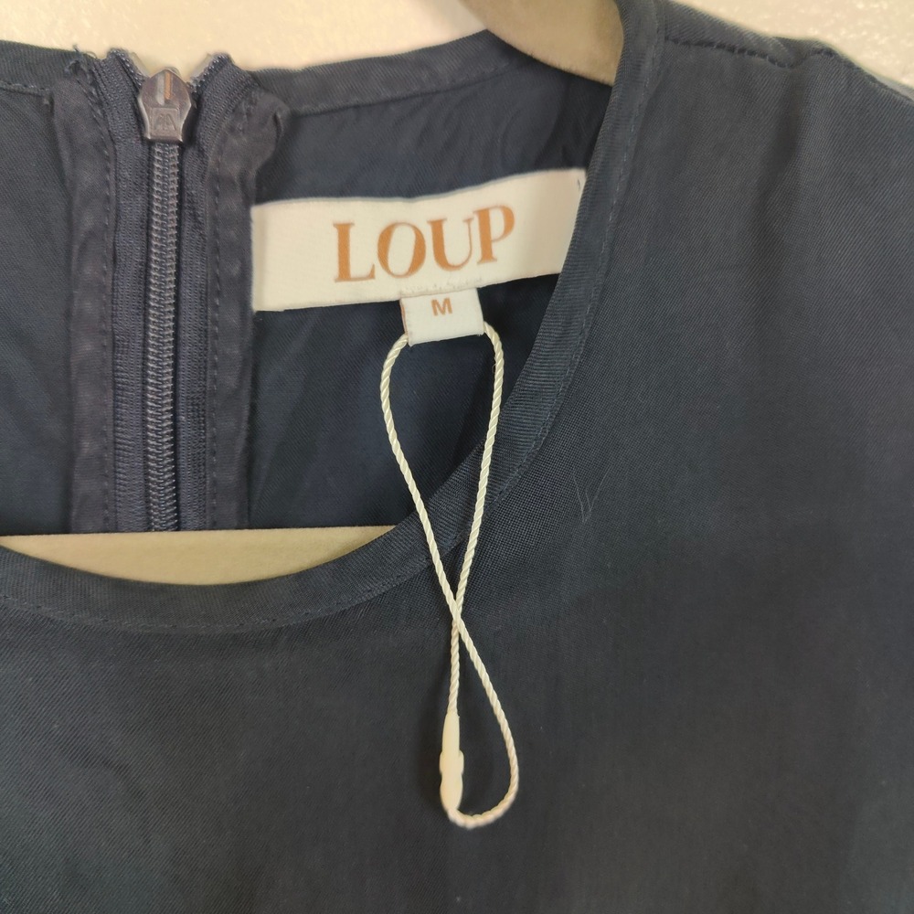 Loup Cupro Viscose Sleeveless Maxi Dress Womens Medium Navy Blue‎ Minimalist - Picture 5 of 8